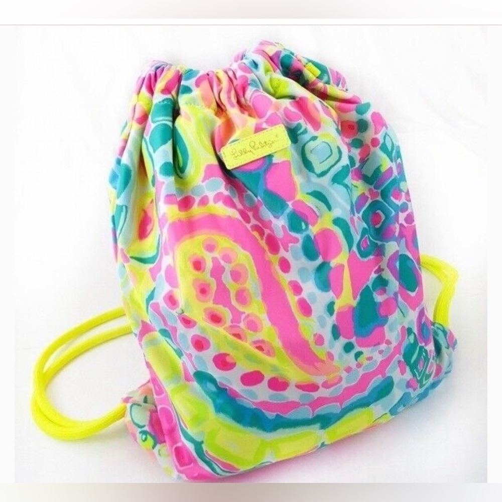New Lilly Pulitzer Colorful Drawstring Backpack